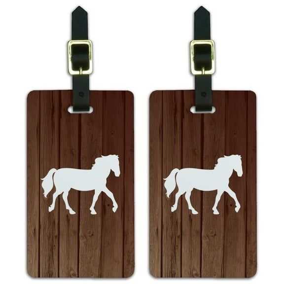 Horse Silhouette Cowboy Western Luggage ID Tags Suitcase Carry-On Cards - Set of 2