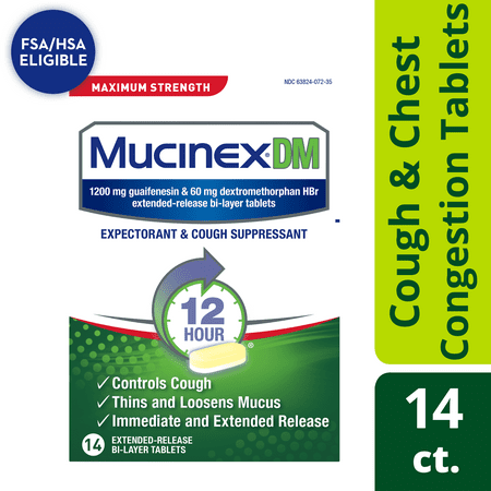 UPC 363824072142 product image for Mucinex DM Maximum Strength 12-Hour Expectorant and Cough Suppressant Tablets  1 | upcitemdb.com