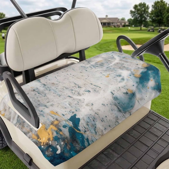 Golf Cart Seat Covers for 2 Seater,Teal Gray Gold Microfiber Cart Seat Towel Blanket,Modern Minimalist Abstract Gradient Art Absorbent Breathable NonSlip Bench Seats Protector for Golf Course 51"x31"