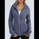 thumbnail image 4 of Sudaderas con Capucha y Cremallera para Mujer, Chaquetas de Forro , Sudaderas de Gran Tamaño, Conjuntos de Moda de Otoño, Suéteres, Ropa de Invierno. Azul Pizarra M, 4 of 9