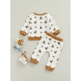 thumbnail image 4 of Cenuakty Baby's Two-Piece Suit, Bear Print Long Sleeve Round Neck Infant Boy Girl Tops + Pants for Party Photography, 4 of 9