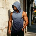 thumbnail image 5 of LNZGNM Men's UPF 50+ Short Sleeve Sun Hoodie – Quick-Dry Rash Guard for Fishing & Hiking, Lightweight Athletic Workout Top,Black(XXXXXL), 5 of 7