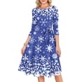 thumbnail image 5 of Women's Cocktail Dresses 3/4 Sleeve Vintage Wedding Guest Christmas Dress for Holiday Parties and Special Events,Blue,XL, 5 of 5
