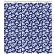 thumbnail image 2 of Ambesonne Blue and White Shower Curtain, Silhouette of Flower, 69"Wx70"L, Blue White, 2 of 4