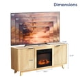 thumbnail image 4 of Resenkos 147.32x34.5x64.5cm Fireplace TV Stand, Oak Finish with Gold Handles 2 Grid Doors Media Console with 18in Fireplace Insert for Living Room, Oak, 4 of 8