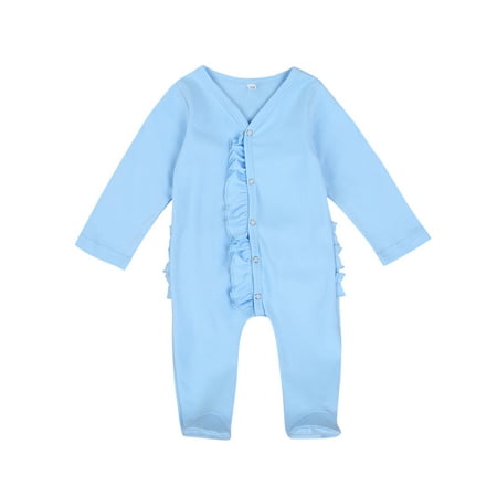 

Emmababy Baby Boy Girl Foot Wrap Solid Color Long Sleeve Rompers