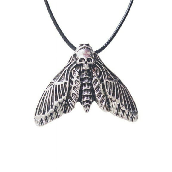 Apooke Jewelry Alloy Novelty Death's-head Hawkmoth Pendant Necklace with Cord Present for Women Men Boyfriend Girlfriend