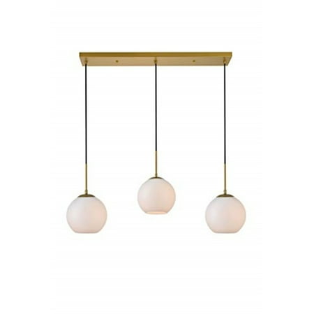 

Living District Baxter 3 Lights Brass Pendant With Frosted White Glass