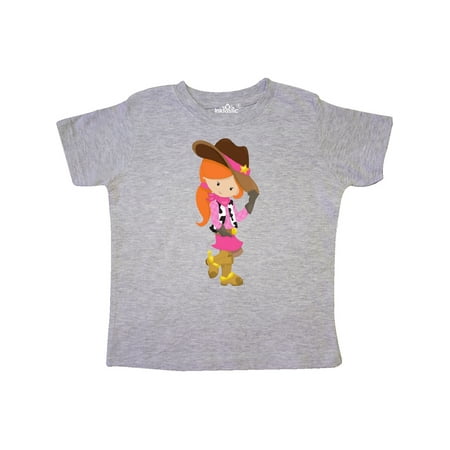 

Inktastic Cowboy Girl Girl With Cowboy Hat Orange Hair Gift Toddler Toddler Girl T-Shirt