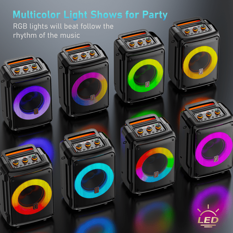 FanFun Portable Bluetooth Speaker with Microphone, LED