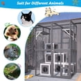 thumbnail image 5 of Outdoor Wooden Cat- Large Solid Wood Cat Cage Playpen with 2 Jumping Platforms & 7 Napping Houses, Walk-in Cat Kennel Condo Shelter for Pet Cat,Grey, 5 of 7