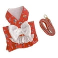 thumbnail image 1 of Dog Dress Harness Vest with Leash, No Pull Cat Small Medium Girl Pet Floral Harness Leash Set, Cute Puppy Fruit Outfit Clothes with White Bow for Outdoor Walking, 1 of 8