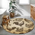thumbnail image 4 of Farm Chicken Round Living Room Rugs 3.3 ft, Country Rustic Rooster Hen Retro Farmhouse Washable Area Rug with Non-Slip Sturdy Edge Binding Round Front Door Mat Floor Carpet for Entryway, 4 of 9