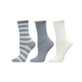 thumbnail image 2 of MeMoi Stripe Roll Top Buttersoft Crew Sock 3 Pack - Womens - Female, 9-11, Castlerock Marled, 2 of 4