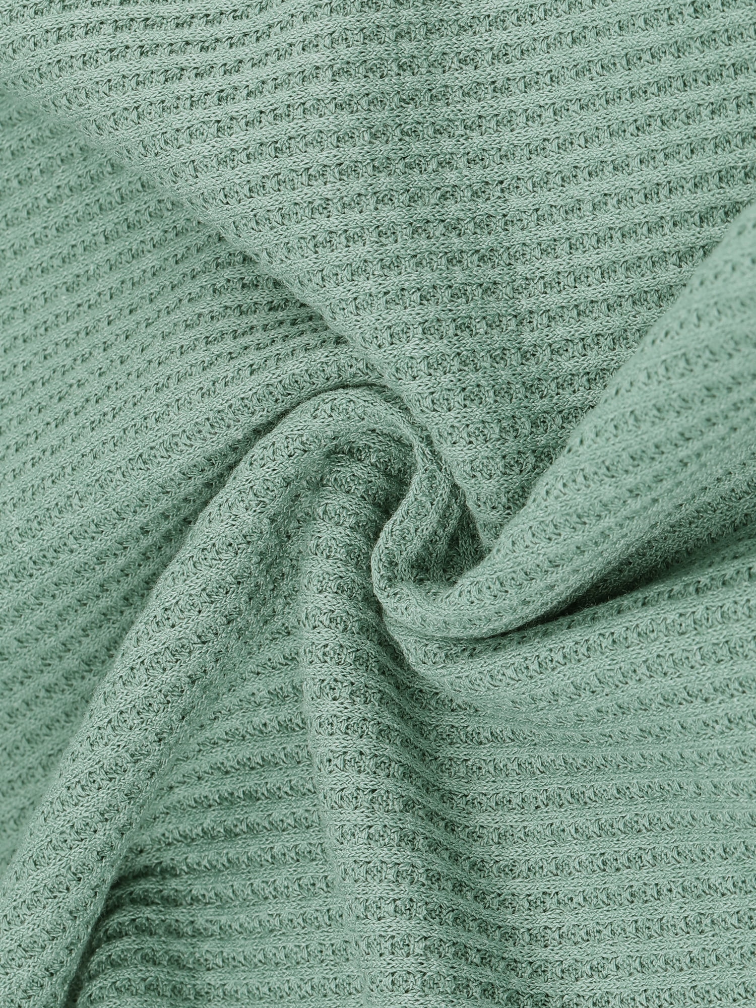 DARING DIVA Crop Topswith Waffle Knit Button Down Pajamas 2 Pieces M Green