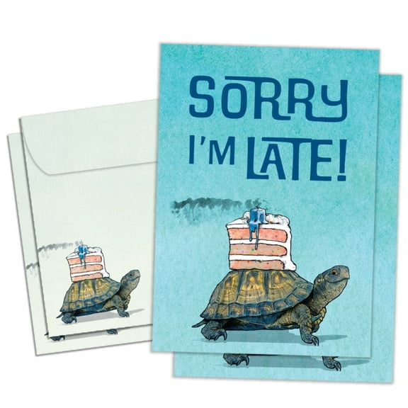 Tree-Free Greetings Belated Birthday Greeting Card 2 Pack, 5x7, Better Late than Never (GT69202)
