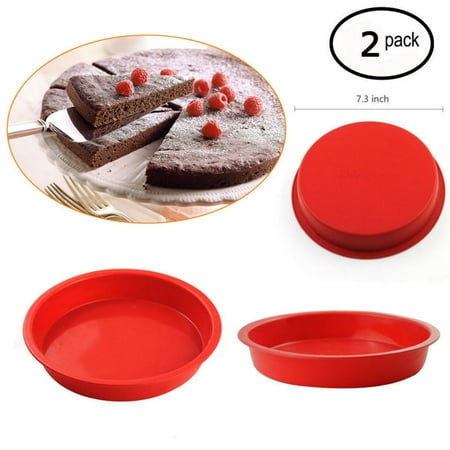 iClover [2 Pack] Food-Grade Silicone Round Bread Cake Baking Mold Non-Stick Bakeware Perfect for Bread,Chocolate, Pizza, Cake, Ice Cream Microwave Dishwasher Safe Birthday Valentine's Day (Best Oven For Baking Cakes At Home)