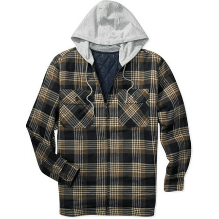 Faded Glory - Men's Hooded Flannel Zip Shirt Jacket - Walmart.com