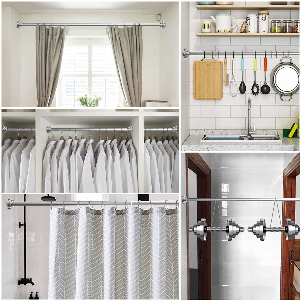 Shower Curtain Rod 40-73 inches,HabiLife Never Rust Non-Slip Spring Tension Curtain Rod No Drilling Stainless Steel Curtain Rod Use Bathroom Kitchen