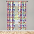 thumbnail image 4 of Ambesonne Abstract Window Curtains, Colorful Scattered Shapes, Each 28" W x 95" L, Burnt Sienna Sky Blue, 4 of 4
