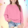 thumbnail image 2 of EnJoCho Girls Crewneck Sweatshirt - Drop Shoulder Side Split Long Sleeve Oversized Pullover Top for Kids 5-14 Years Fall Back-to-School Casual Wear, 2 of 8