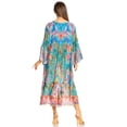 thumbnail image 2 of Sakkas Womens 3/4 Ruffled Sleeves Henley Neck Summer Short Flowy Dress/Beachwear - D-395-B - S/M, 2 of 5
