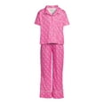 thumbnail image 4 of Barbie Girls Short Sleeve Notch Collar Top and Pants Pajama Set, 2-Piece, Sizes 4-12, 4 of 5