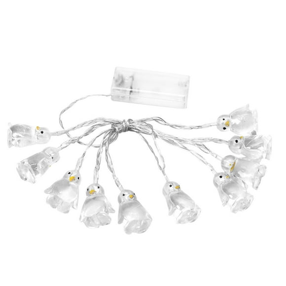Binwennn Guirlande Lumineuse en Forme d'Animal Pingouin 10 LED 1,65 m Lumières de Noël Fil Transparent Guirlande Lumineuse Chaude pour l'Extérieur Mini Guirlande Lumineuse à Brancher Ensemble de Mini Lumières de Noël Cerf Lumineux Lumières Extérieures de Noël