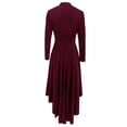 thumbnail image 5 of YMNXA Womens Dress Long Sleeve V Neck Solid Color Ruffles Pleated Detail Comfortable Stylish Dresses For Party And Formal Occasions,Red,S, 5 of 5