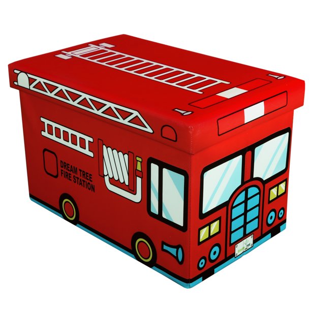 Otto & Ben 23 inch Toy Storage Chest Organizer, Fire Truck