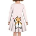 thumbnail image 3 of Suhoaziia Pink Winter Dresses for Kids Girls Size 5-6 Years Cartoon Kitten Print A-Line Dress Elastic Round Neck Playwear Winter School Preppy Jumpskirt with Sleeves, 3 of 7