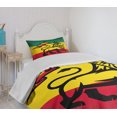 thumbnail image 4 of Ambesonne Rasta Quilted Bedspread Set 2 Pcs, Cultural Lion Rastafari Flag, Twin Size, Yellow and Black, 4 of 6