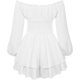 thumbnail image 5 of Vestido con vuelo y hombros descubiertos, mameluco con cuello cuadrado y manga abullonada con pantalones cortos, 5 of 5
