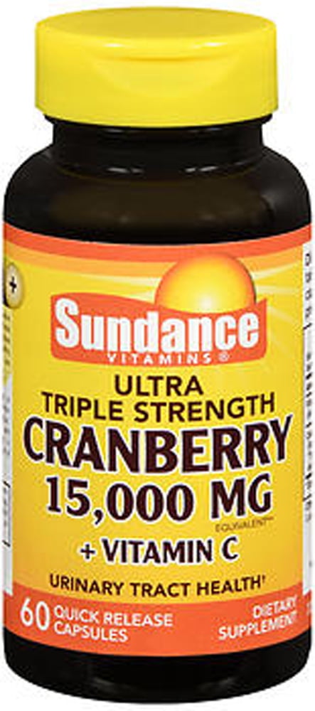 Sundance Vitamins Triple Strength Cranberry + Vitamin C Capsules, 15000 mg, 60 Count
