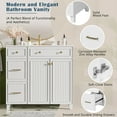 thumbnail image 4 of 36" Modern Small Bathroom Storage Cabinet, Bathroom Organizer Cabinet with Soft Close, Compact Vanity Unit for Small Spaces with Ceramic Sink for Bathroom, White, 4 of 9