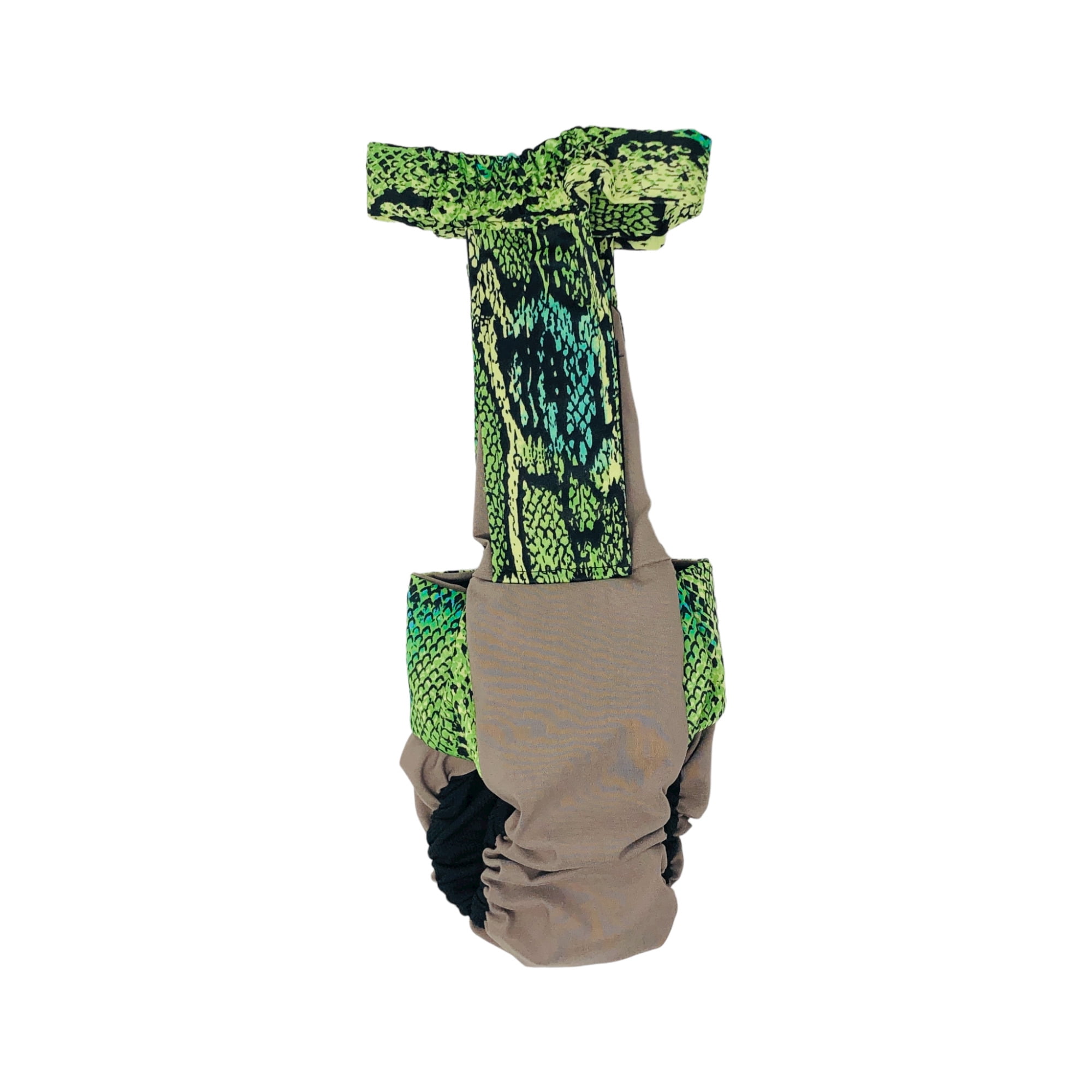 Barkertime Rainforest Python on Brown Dog Diaper Overall