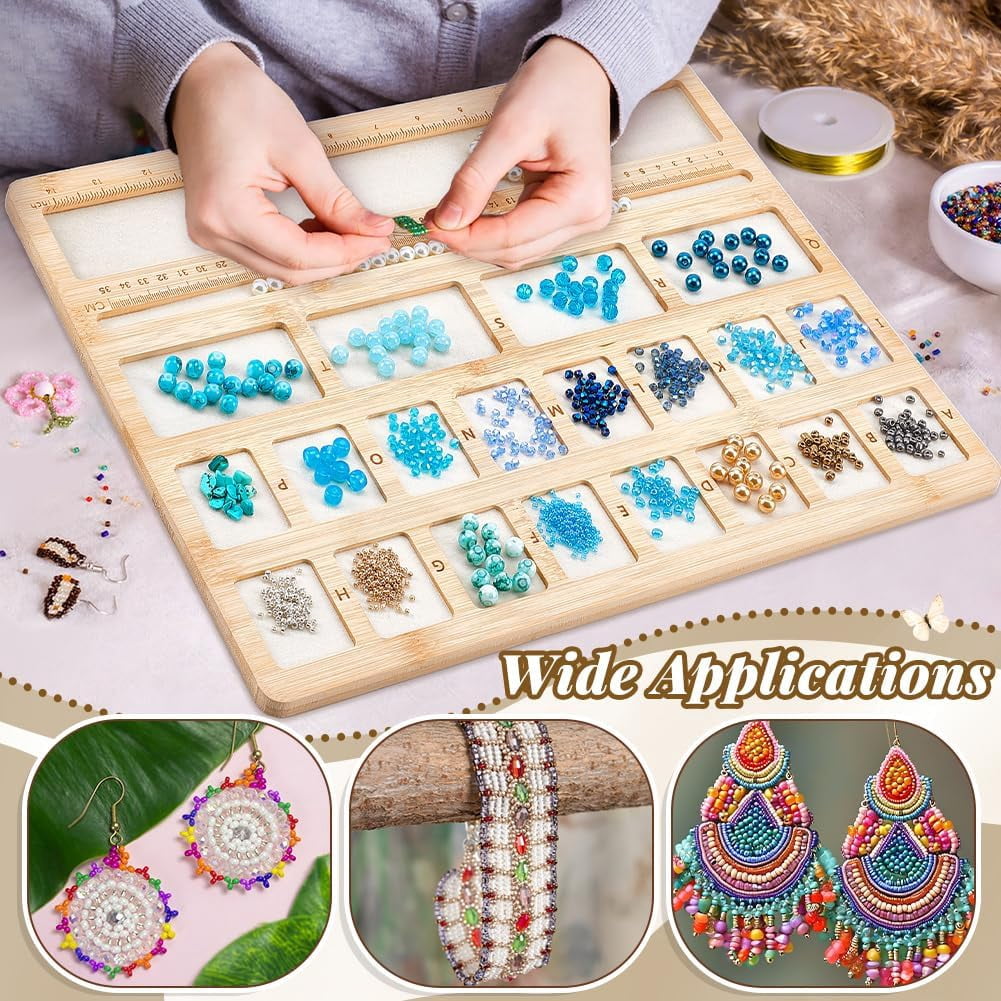 Rectangle Bamboo Bracelet Design Boards for Beaded Bracelet Necklace Jewelry Making BurlyWood 38.8x30.5x1cm