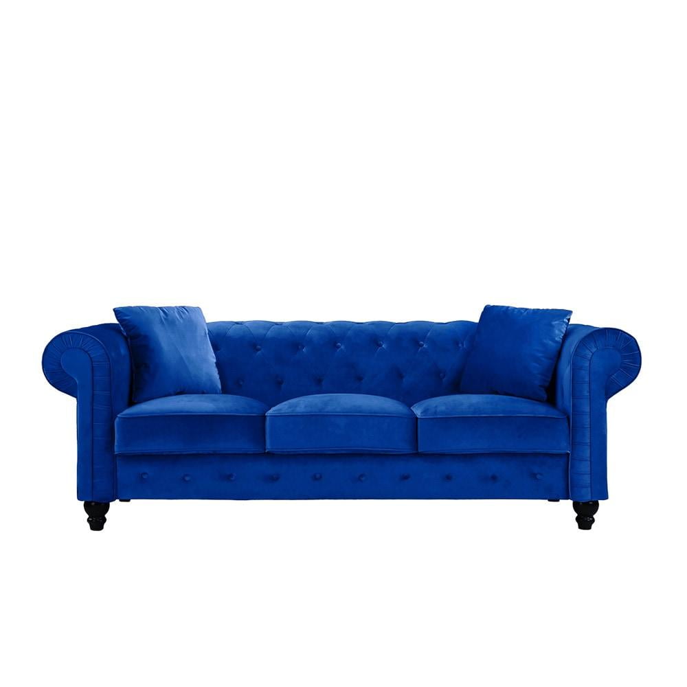 Royal Blue Suede Sofa | Baci Living Room