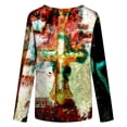 thumbnail image 5 of Women Long Sleeve Tops Classic Novelty Gradient Printed Clearance Blouse, 5 of 5