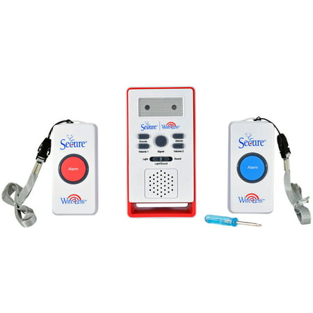 Secure Wireless Remote Dual Call Button Nurse Alert System - Two Patient Call Buttons & Caregiver Personal Pager - 500+ ft. Range  - One Year (Best Call Id App)