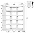 thumbnail image 5 of Tall Corner Bookshelf, 6 Tier L-Shaped Bookcase, Wood Large Book Case Display Shelf for Living Room, Home Office, Study, White, 5 of 9