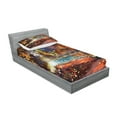 thumbnail image 2 of Ambesonne Fantasy Fitted Sheet & Pillow Sham Set, Painting Nature Pond, Twinxl, Multicolor, 2 of 2