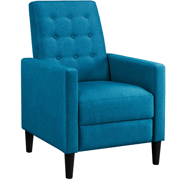 Easyfashion Fabric Recliner with Adjustable Back & Footrest, Blue
