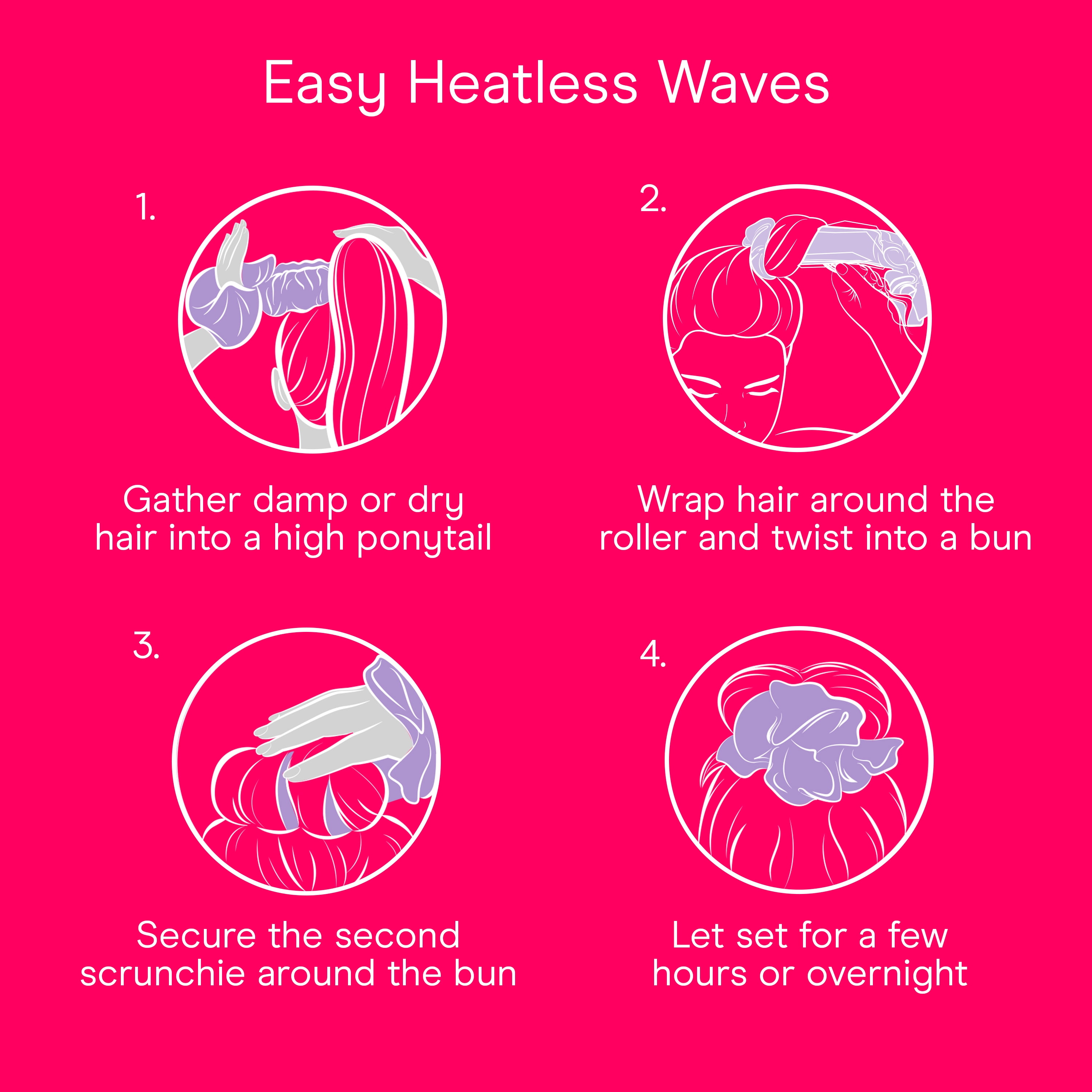 Conair Satin Scrunchie Heatless Hair Curler for Overnight Frizz-Free Curls, 1 Count
