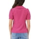 thumbnail image 3 of BLUSA CHIC para Mujeres con Cuello Peter Pan, Manga Corta Abullonada, Camisa Retro S Color Rosa Fucsia, 3 of 6
