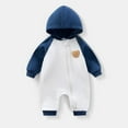 thumbnail image 2 of Baby Boy Clothes Newborn Hoodie Romper Fall Winter One-piece Outfit Infant Cute Cartoon Clothing Set 0-18 Months Blue 0-3 Months, 2 of 7