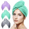 thumbnail image 1 of Toalla de pelo POPCHOSE de microfibra, 3 paquetes, para mujer, 1 of 7