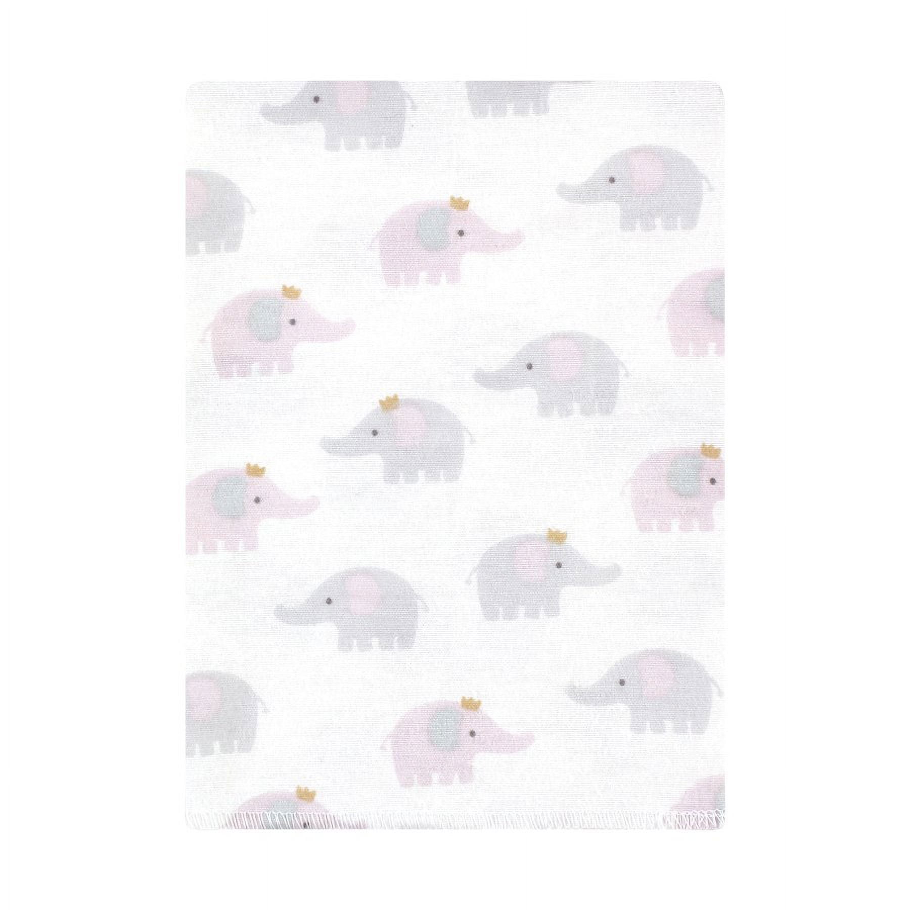 Hudson Baby Unisex Baby Cotton Poly Flannel Burp Cloths Bundle, Lilac Elephants, One Size