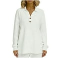 thumbnail image 7 of Yrmaups Loose Fit Button Down Long Sleeve Top for Women, Plus Size Collared Casual Blouse, Soft Solid Pullover Tee for Fall Winter Office Daily Wear, White S, 7 of 7