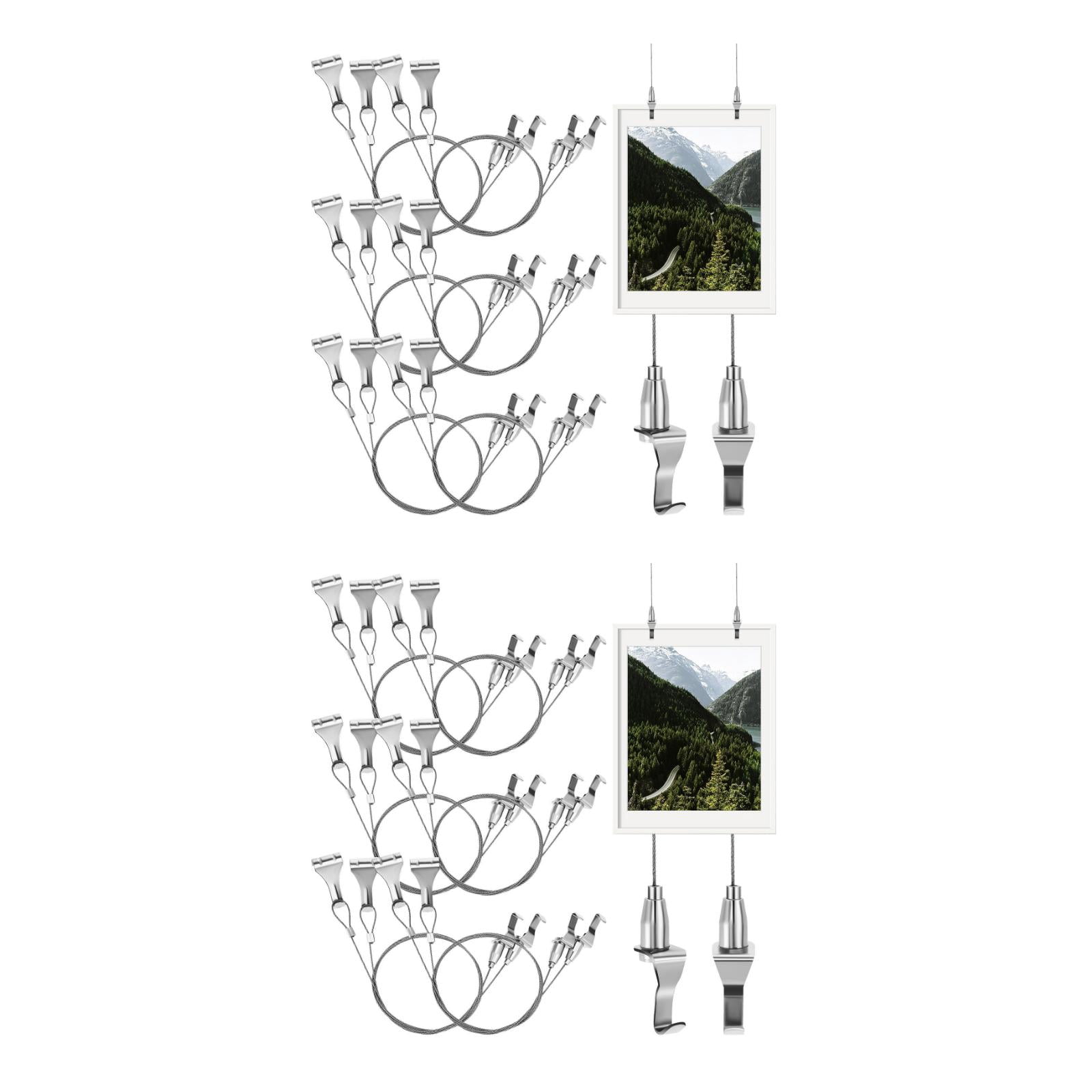 Hemoton 2pcs Picture Hanging Kit With Wire - 8-Piece Adjustable Picture Rail Hooks And Wires - Heavy Duty Hanging System For Gallery Exhibitions